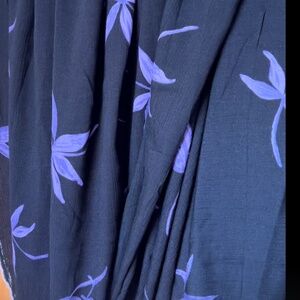 3 metres Silk Gerogetta Fabric - Black with Purple Flowers